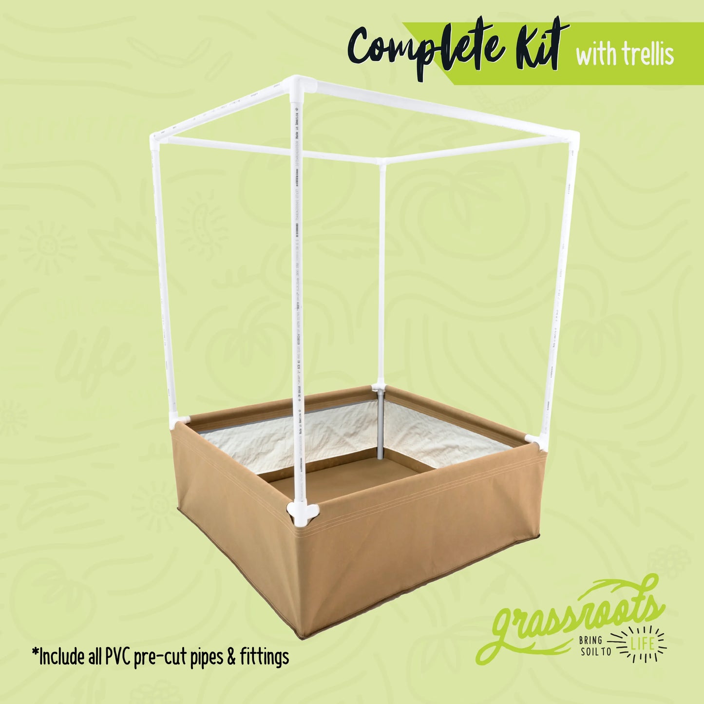 Grassroots Complete Kit Living Soil Fabric Bed - Midwest Grow LLC