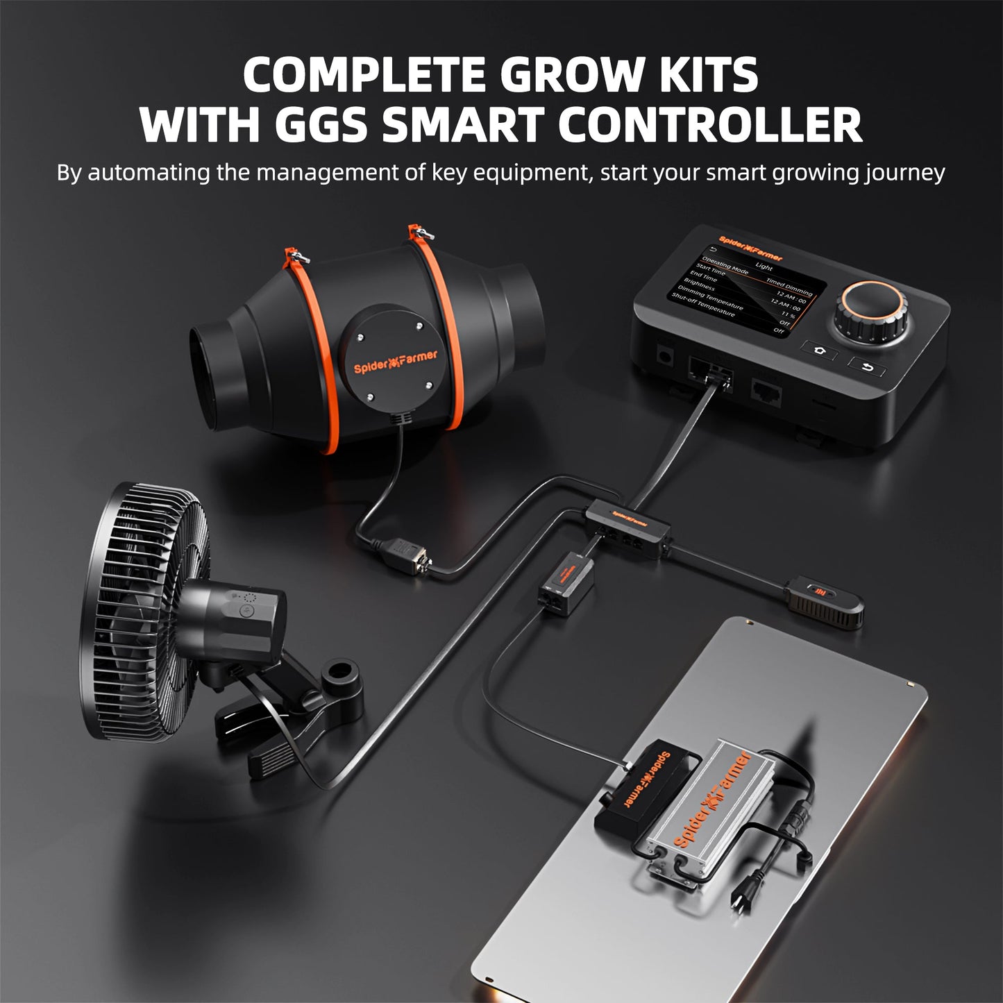 Spider Farmer SF2000 LED Grow Light + 2' x 4' Grow Tent + Inline Fan Combo with Temperature and Humidity Controller - Midwest Grow LLC