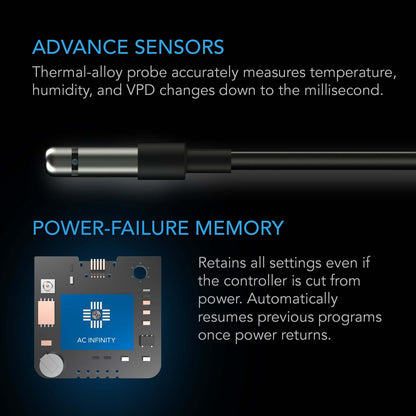 AC Infinity CONTROLLER 75 PRO, Independent Programs for Two Devices, Dynamic VPD, Temperature, Humidity, Scheduling, Data App, Bluetooth + WiFi, Desktop - Midwest Grow LLC