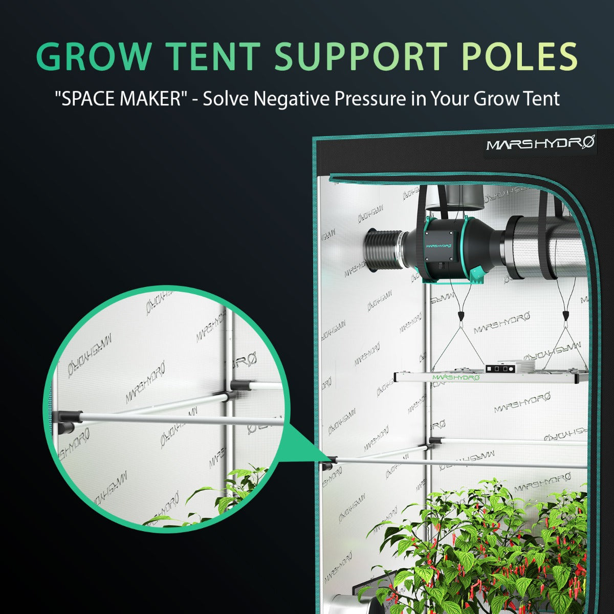 Mars Hydro High CFM Grow Tent Support Pole Kit 3' x 3' - Midwest Grow LLC