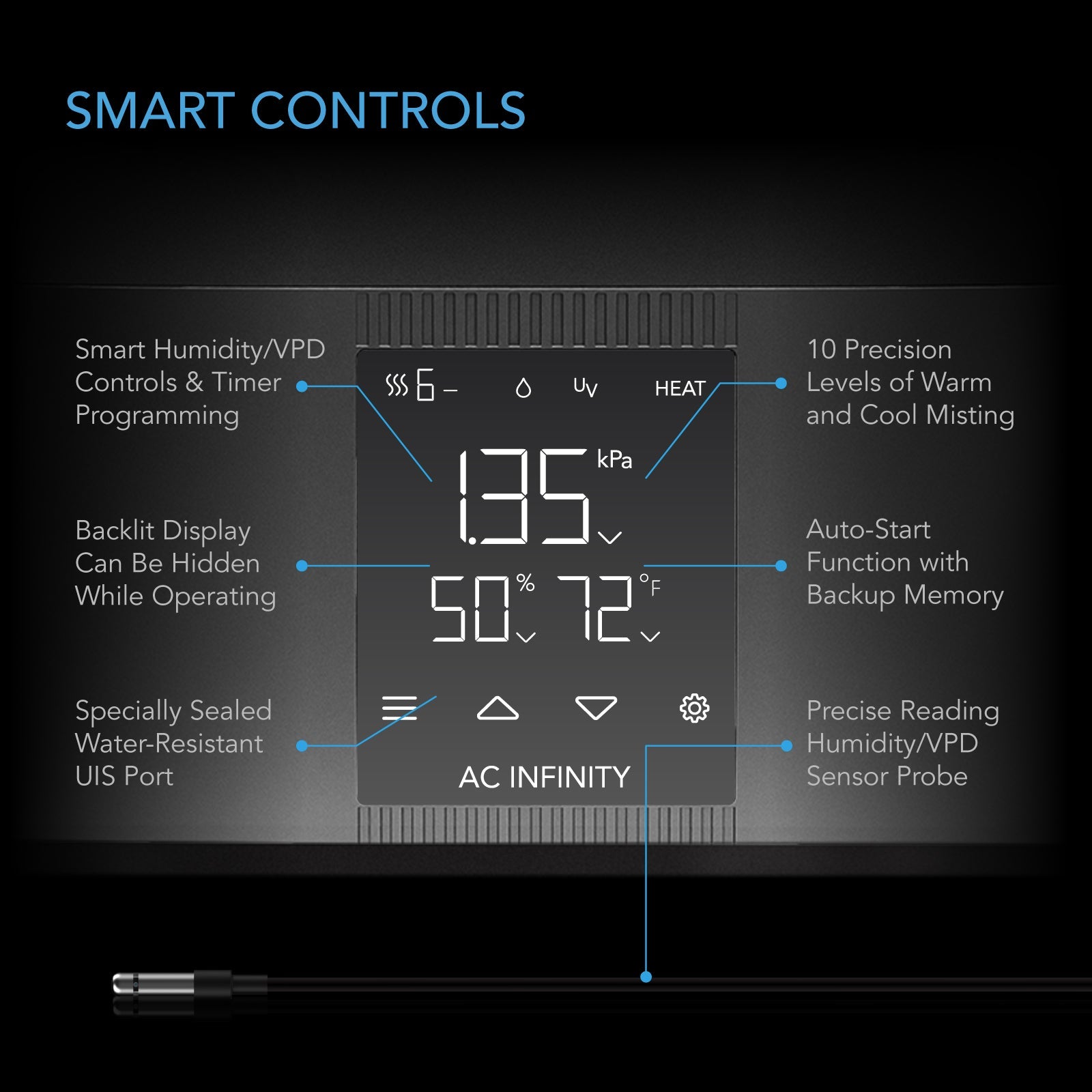 AC Infinity CLOUDFORGE T5, Environmental Plant Humidifier, 9L, Smart Controls, Targeted Vaporizing - Midwest Grow LLC