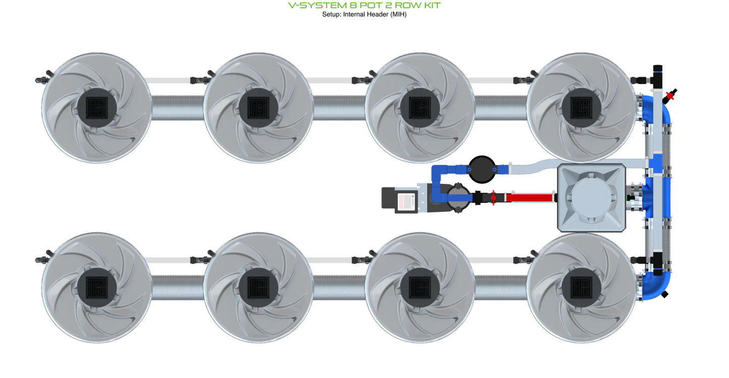 ALIEN Hydroponics V-SYSTEM 8 Pot 2 Row Kit - Midwest Grow LLC