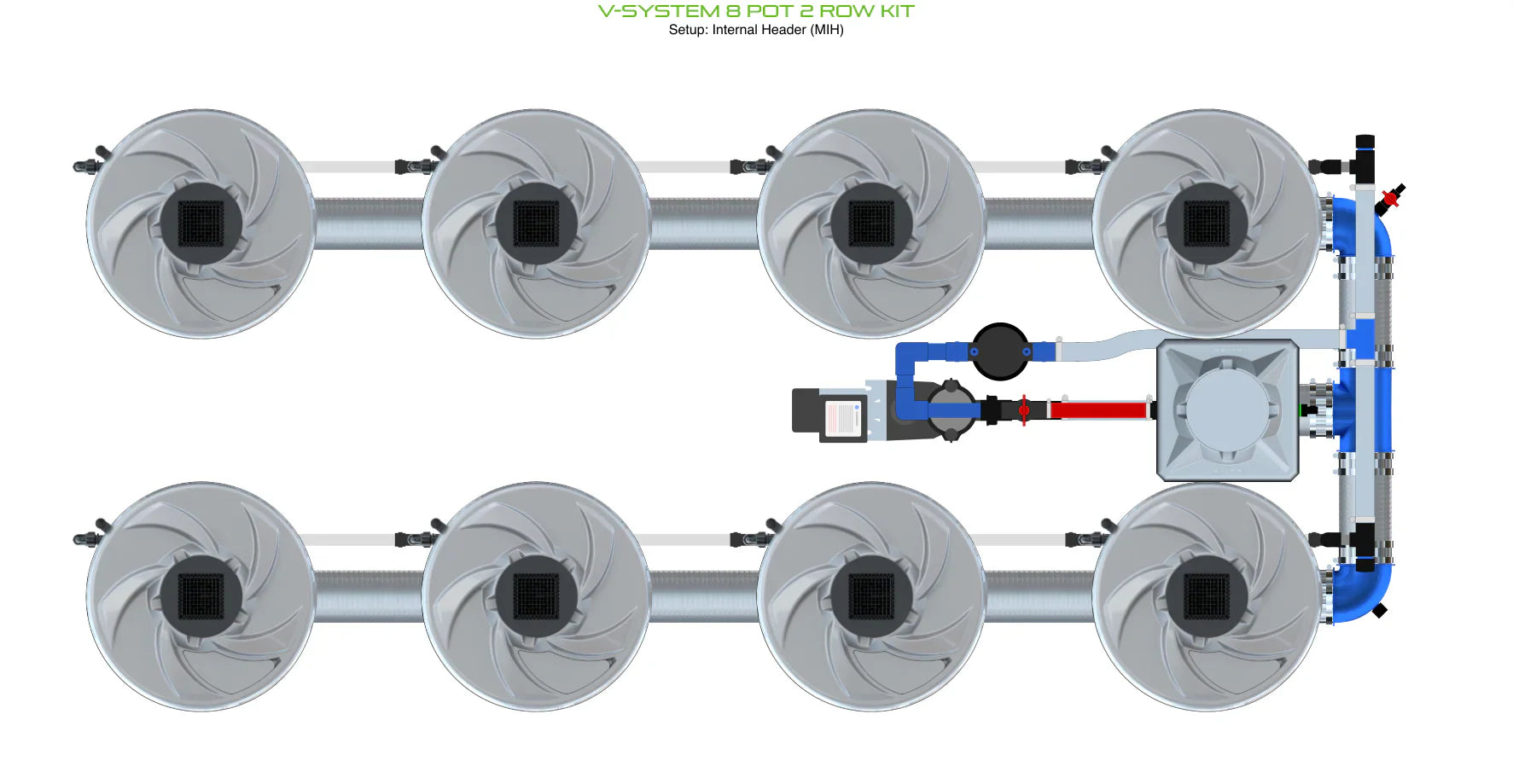 ALIEN Hydroponics V-SYSTEM 8 Pot 2 Row Kit - Midwest Grow LLC