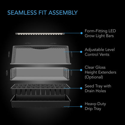 AC Infinity Humidity Dome, Germination Kit with LED Grow Light Bars, 6x12 Cell Tray