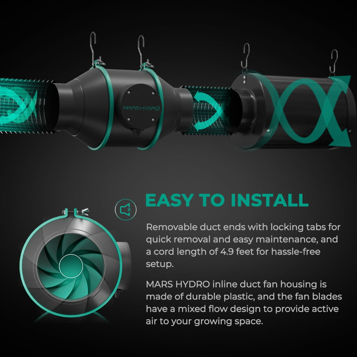 Mars Hydro 4" Inline Duct Fan with Temperature and Humidity Controller - Midwest Grow LLC