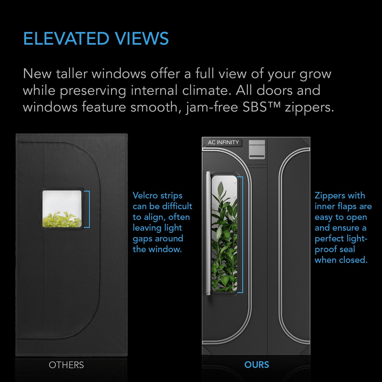 AC Infinity CLOUDLAB 864D, 2-in-1 Advance Grow Tent 5x4, 2000D Mylar Canvas, 60" x 48" x 80" - Midwest Grow LLC