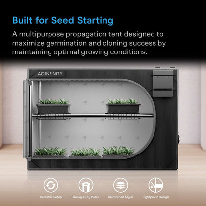 AC Infinity CLOUDLAB Advance Propagation Grow Tent, 2000D Mylar Canvas with Support Bars and Shelf Racks, 24" x 24" x 36" - Midwest Grow LLC