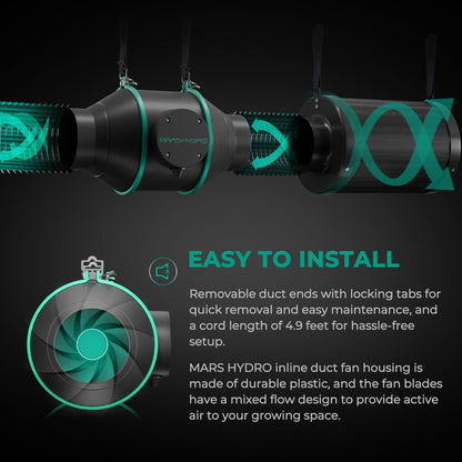 Mars Hydro 6" Inline Duct Fan and Carbon Filter Combo with Temperature and Humidity Controller - Midwest Grow LLC