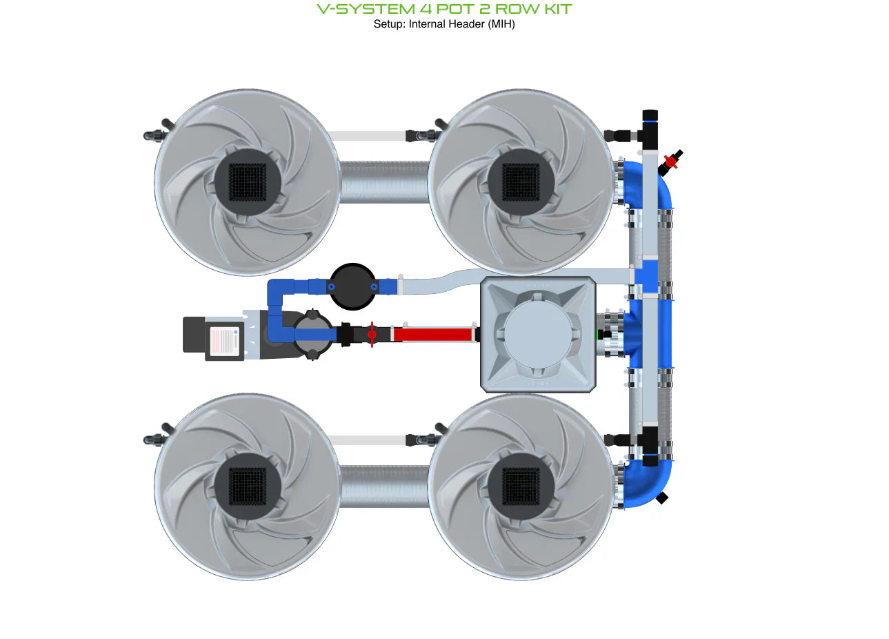 ALIEN Hydroponics V-SYSTEM 4 Pot 2 Row Kit - Midwest Grow LLC