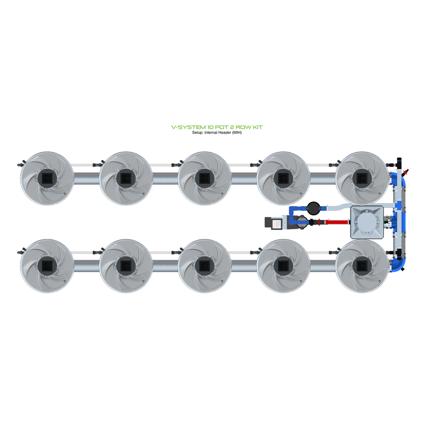 ALIEN Hydroponics V-SYSTEM 10 Pot 2 Row Kit - Midwest Grow LLC