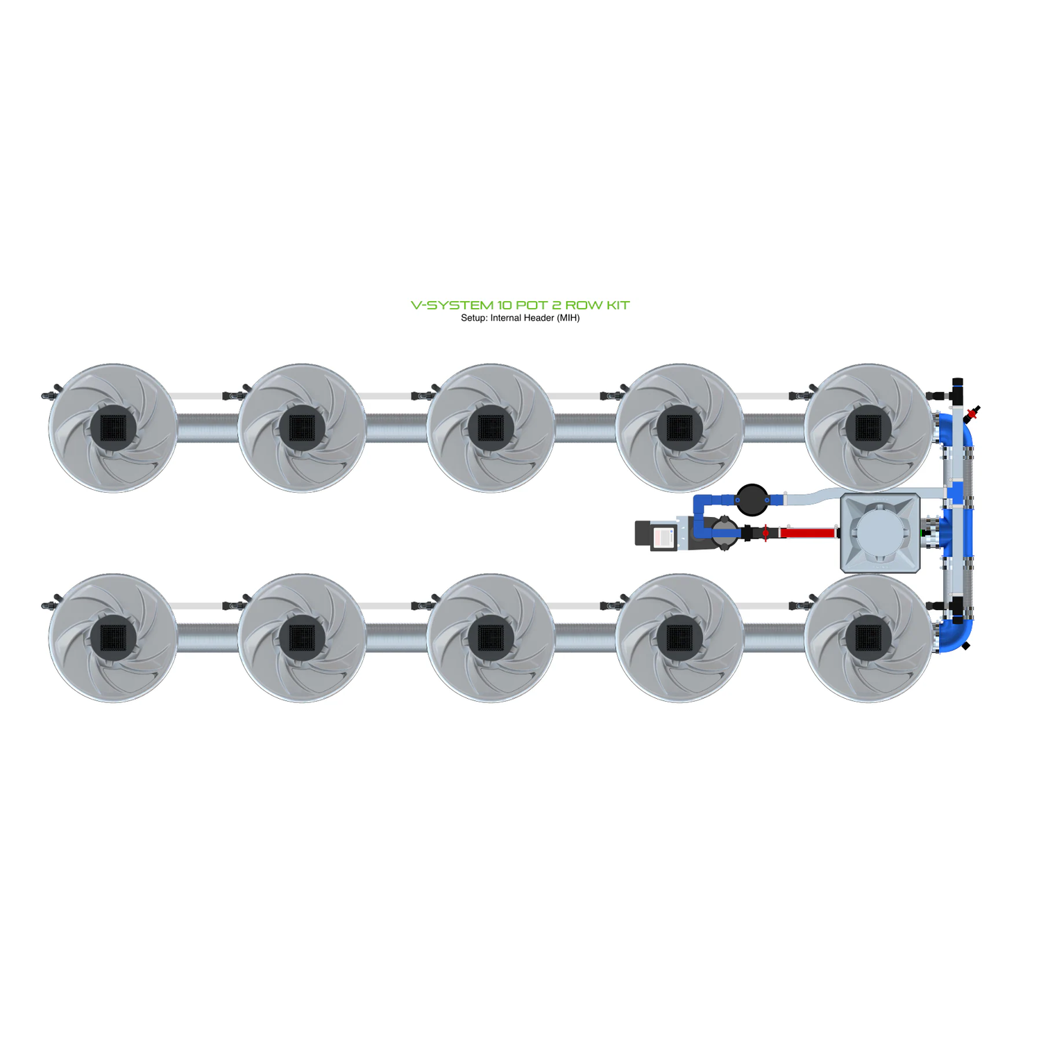 ALIEN Hydroponics V-SYSTEM 10 Pot 2 Row Kit - Midwest Grow LLC