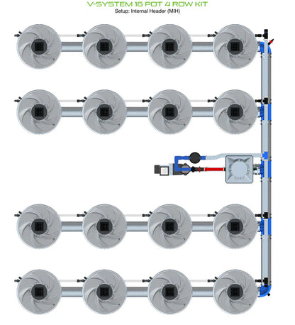 ALIEN Hydroponics V-SYSTEM 16 Pot 4 Row Kit