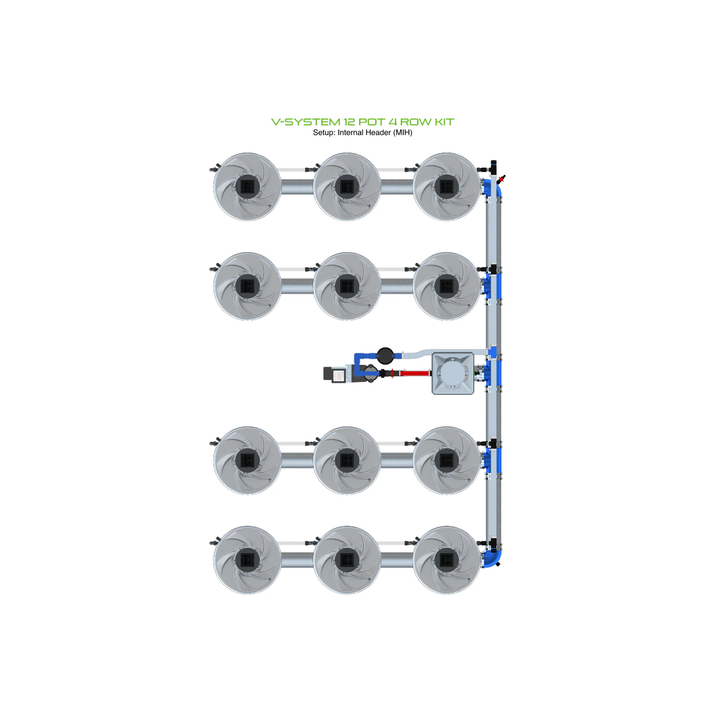 ALIEN Hydroponics V-SYSTEM 12 Pot 4 Row Kit