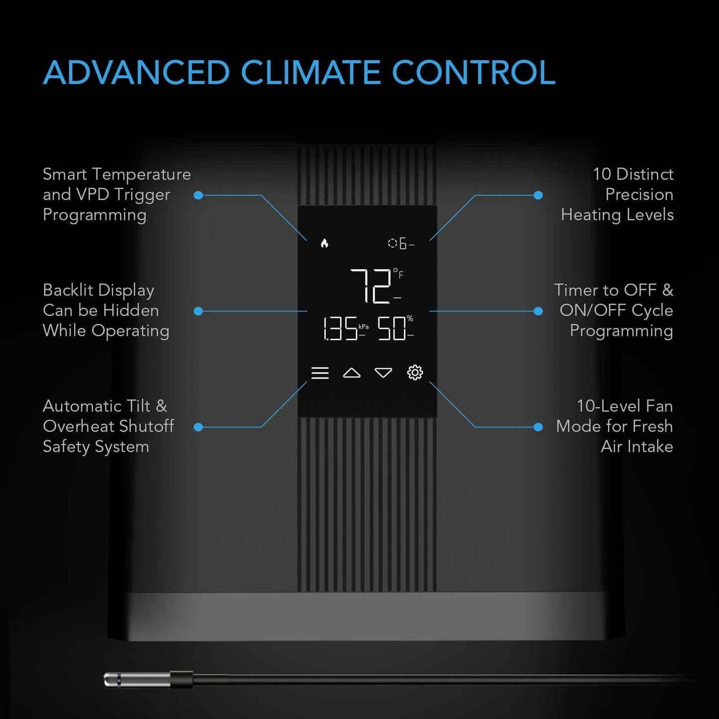 AC Infinity THERMOFORGE T3, Environmental Plant Heater, Smart VPD Controls, True 10 Heat Levels, Tubing Extends into Grow Tent - Midwest Grow LLC