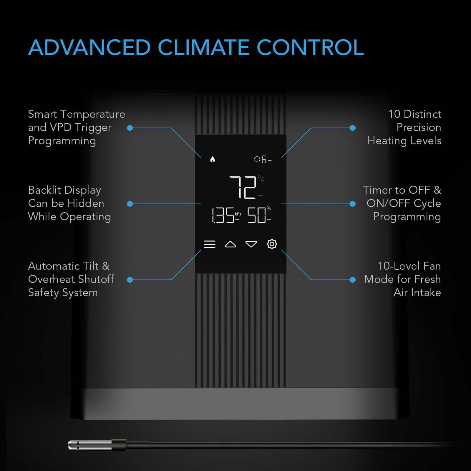 AC Infinity THERMOFORGE T3, Environmental Plant Heater, Smart VPD Controls, True 10 Heat Levels, Tubing Extends into Grow Tent - Midwest Grow LLC