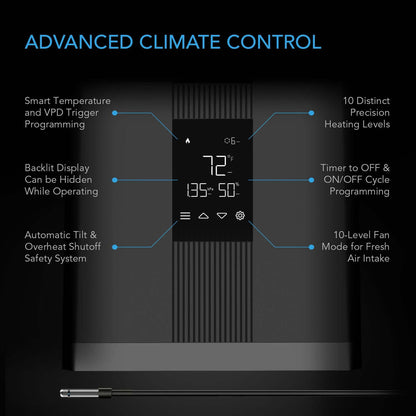 AC Infinity THERMOFORGE T3, Environmental Plant Heater, Smart VPD Controls, True 10 Heat Levels, Tubing Extends into Grow Tent - Midwest Grow LLC
