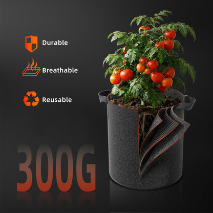Spider Farmer 5 Gallon 300G Thickened Nonwoven Fabric Grow Bag with Handles - 5-Pack - Midwest Grow LLC