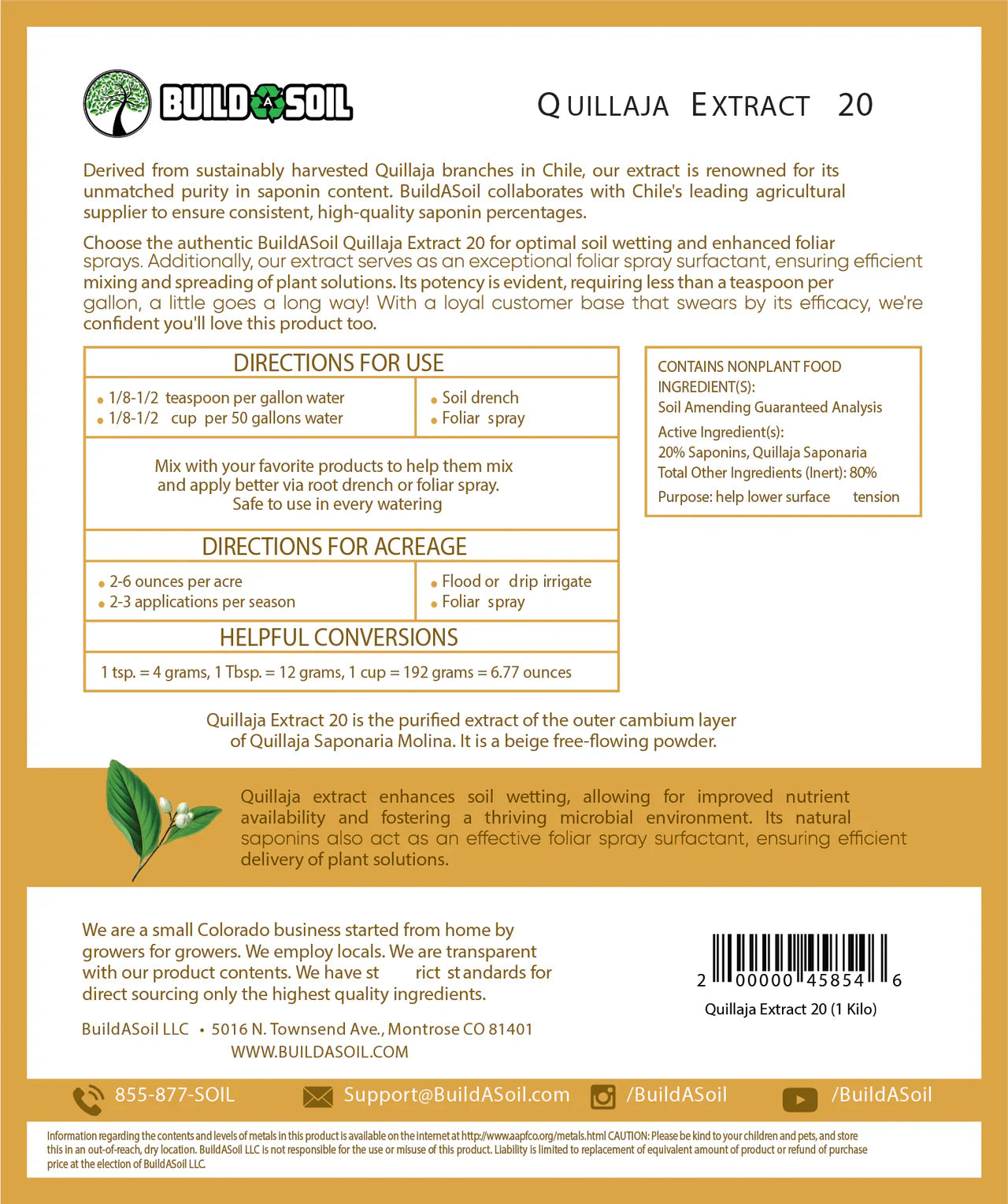 Quillaja Saponaria Extract Powder 20% - Midwest Grow LLC