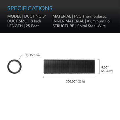 AC Infinity Flexible Four-Layer Ducting, 25-FT Long, 8-Inch - Midwest Grow LLC