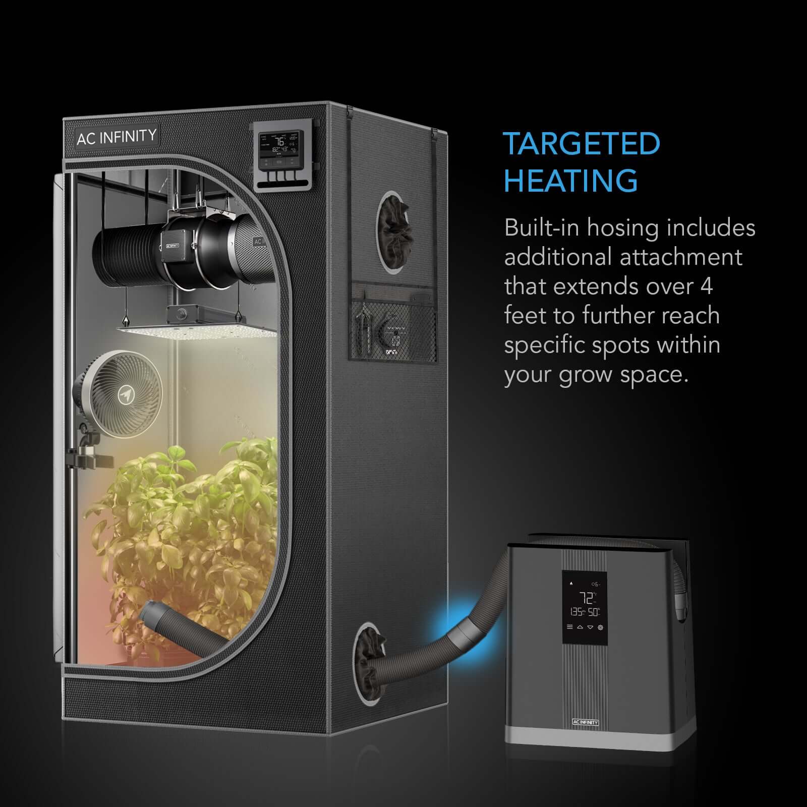 AC Infinity THERMOFORGE T3, Environmental Plant Heater, Smart VPD Controls, True 10 Heat Levels, Tubing Extends into Grow Tent - Midwest Grow LLC