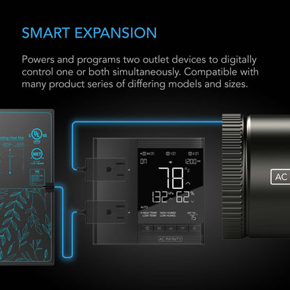 AC Infinity CONTROLLER 75 PRO, Independent Programs for Two Devices, Dynamic VPD, Temperature, Humidity, Scheduling, Data App, Bluetooth + WiFi, Desktop - Midwest Grow LLC