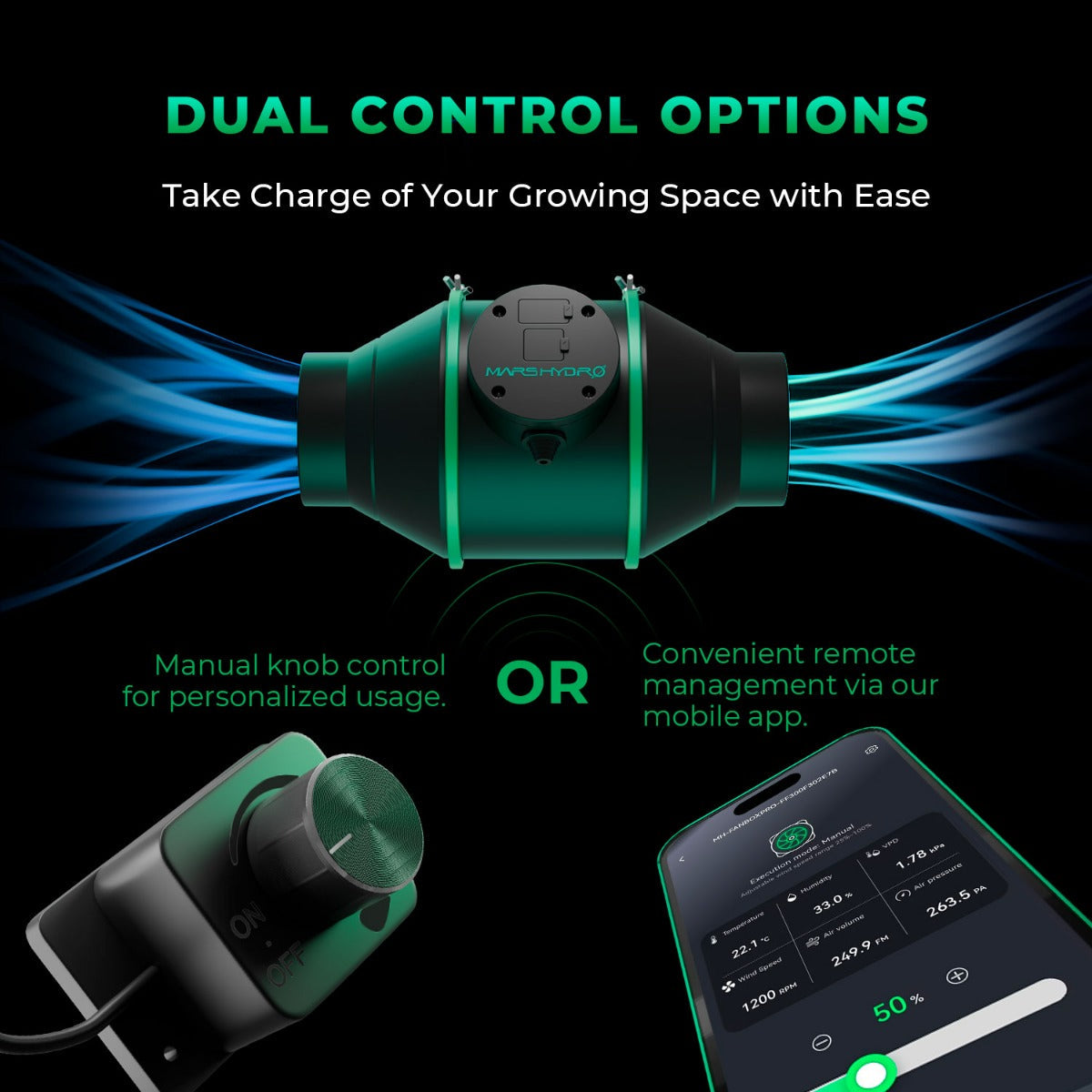 Mars Hydro iFresh 4" Smart Inline Duct Fan and Carbon Filter Combo - Midwest Grow LLC