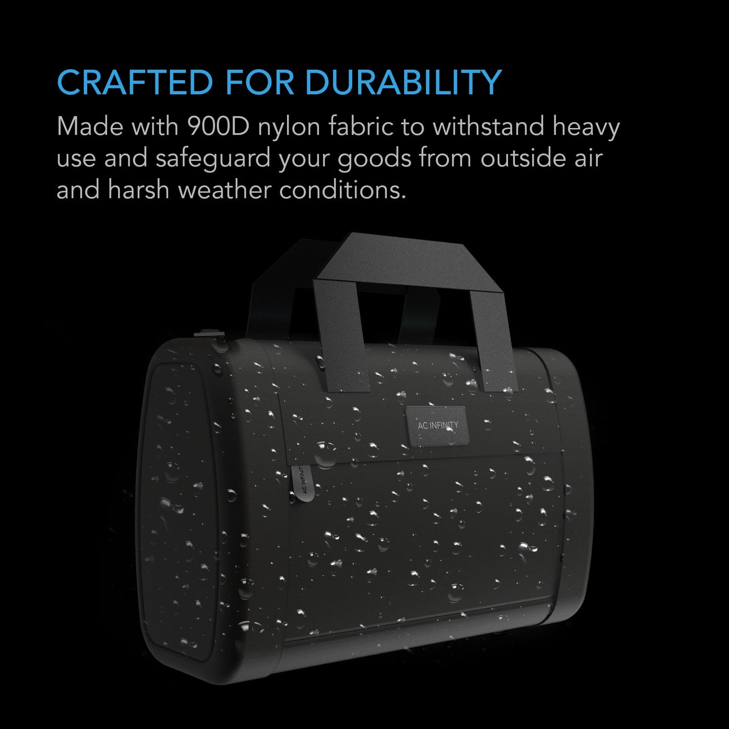 AC Infinity Smell Proof Handbag, Black, with 900D Nylon Fabric and Carbon Filter Lining - Midwest Grow LLC