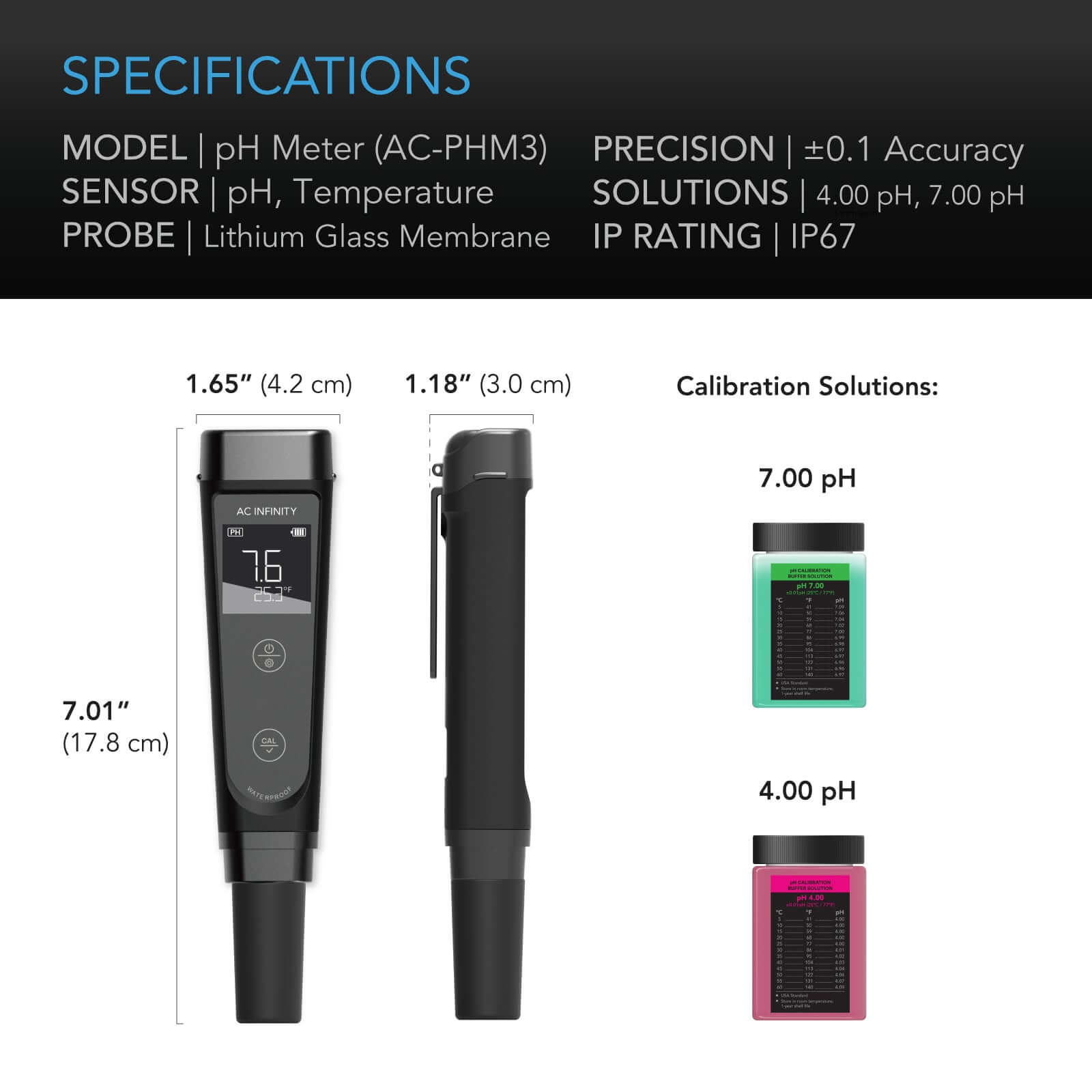 AC Infinity pH Meter Kit, pH Pen Tester for Water - Midwest Grow LLC