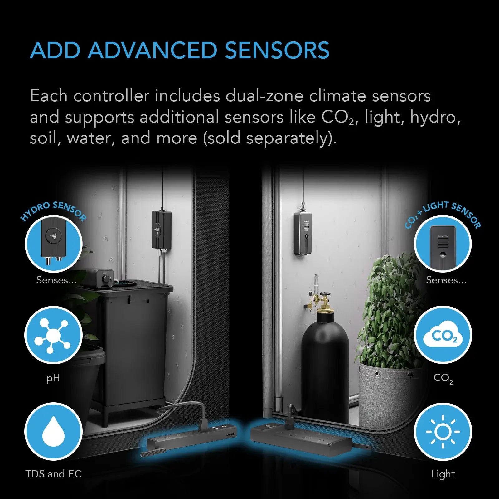 AC Infinity OUTLET AI Environment Controller, Smart WiFi Outlets, Dual-Zone Temperature Humidity, AI Targeting, Dynamic ON/OFF Programming, Expandable Sensors, Individual Control 4-Plugs, 1800W - Midwest Grow LLC