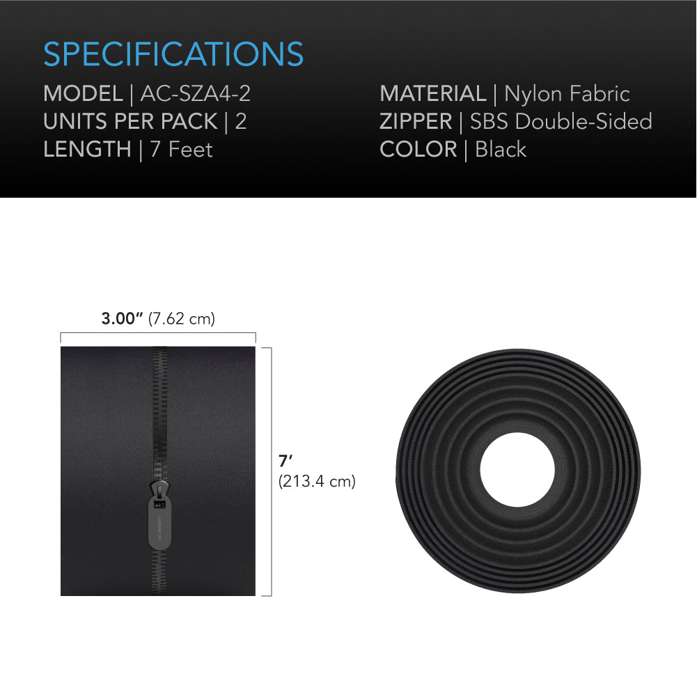 AC Infinity Peel and Stick Zipper, 7 ft. x 3 in. Double Sided, 2-Pack - Midwest Grow LLC