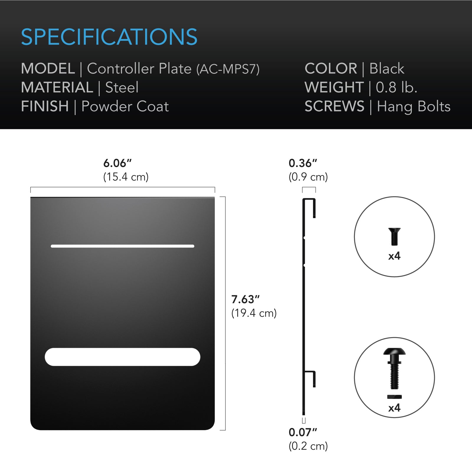 AC Infinity Grow Tent Mounting Plate, Steel, Powder Coat Black, 6x7" - Midwest Grow LLC