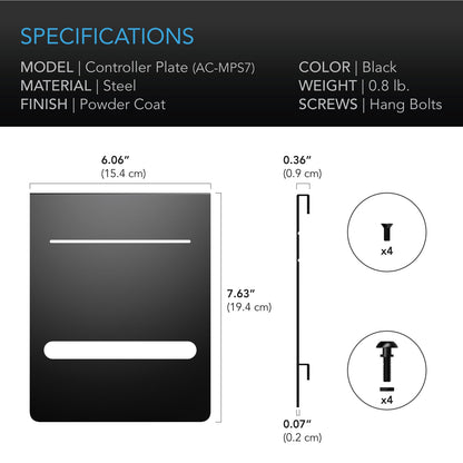 AC Infinity Grow Tent Mounting Plate, Steel, Powder Coat Black, 6x7" - Midwest Grow LLC