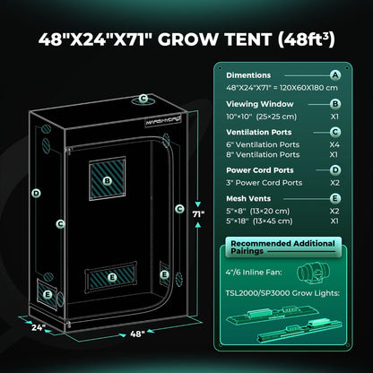 Mars Hydro TSL 2000 LED Grow Light + 2' x 4' Grow Tent + Inline Fan Combo with Speed Controller - Midwest Grow LLC
