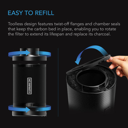 AC Infinity Refillable Carbon Filter Kit, with Charcoal Refill, 8-Inch - Midwest Grow LLC