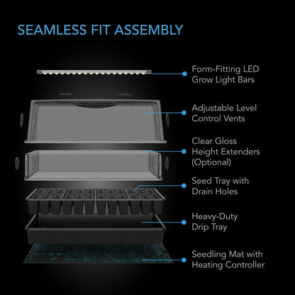 AC Infinity Humidity Dome, Germination Kit with Seedling Mat and LED Grow Light Bars, 6x12 Cell Tray - Midwest Grow LLC