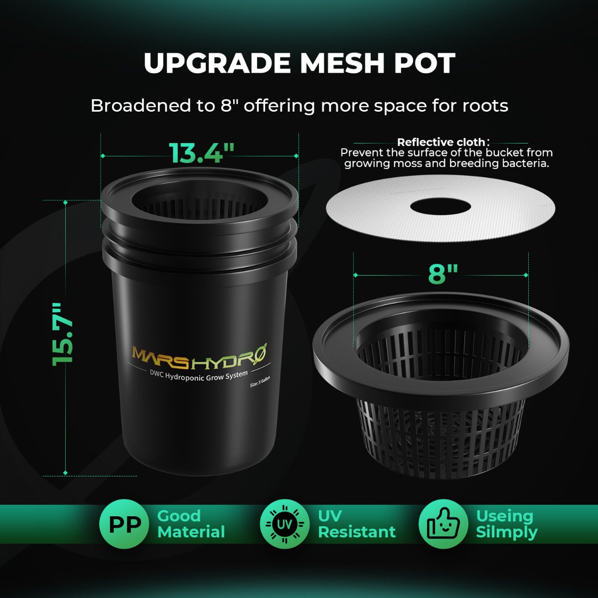 Mars Hydro 5-Gallon Deep Water Culture Hydroponic System Kit with 2 Buckets - Midwest Grow LLC