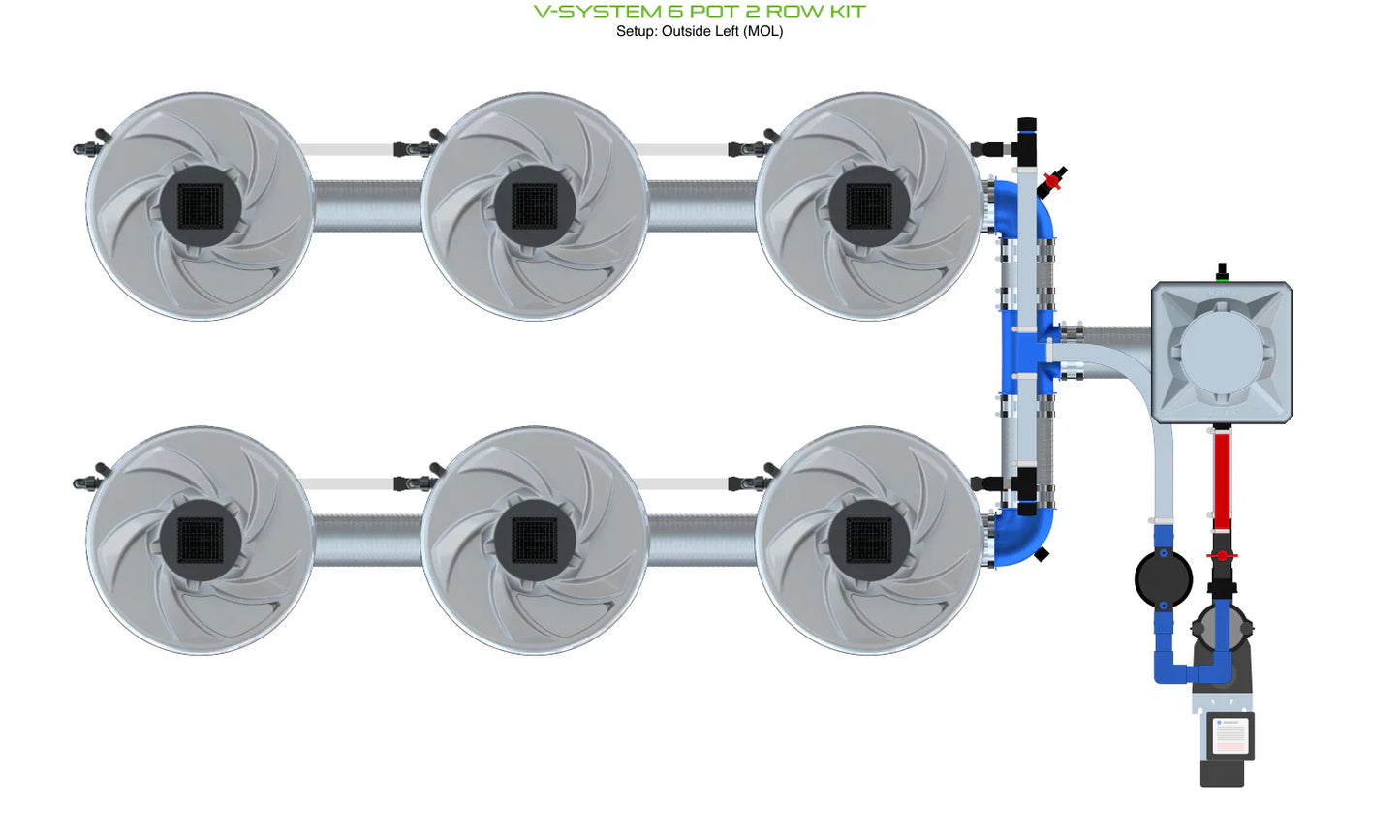ALIEN Hydroponics V-SYSTEM 6 Pot 2 Row Kit - Midwest Grow LLC
