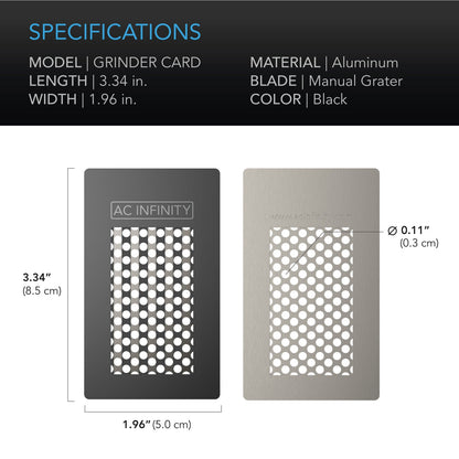 AC Infinity Grinder Card, Milling Tool with Protective Sleeve for Spices - Midwest Grow LLC