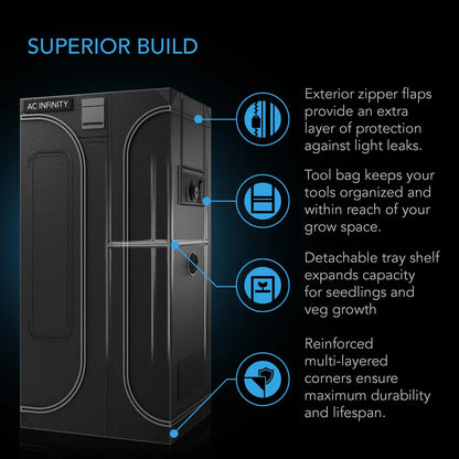 AC Infinity CLOUDLAB 632D, 2-in-1 Advance Grow Tent 3x2, 2000D Mylar Canvas, 36" x 24" x 60" - Midwest Grow LLC
