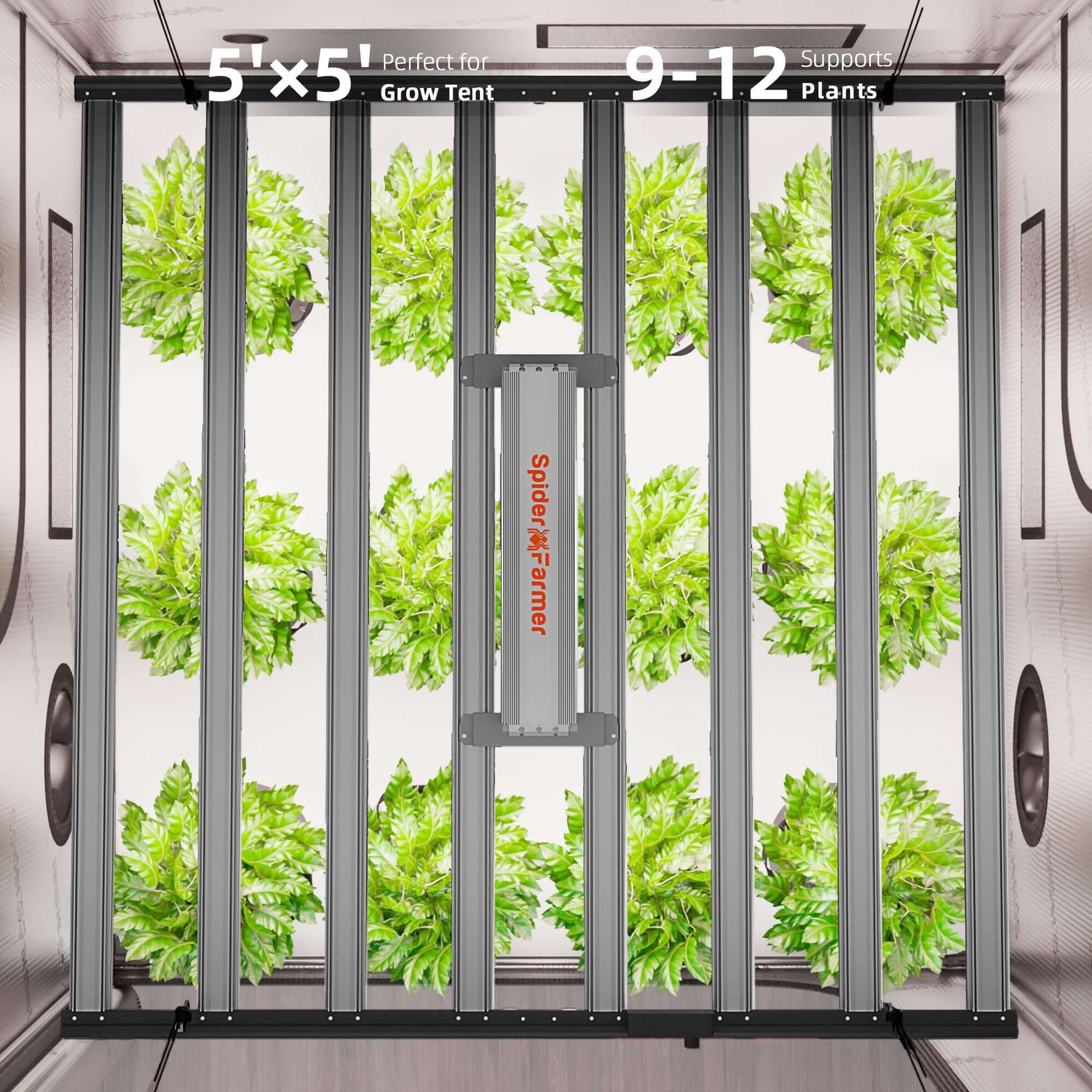 Spider Farmer G1000W x 2 LED Grow Lights + 5' x 10' Grow Tent + 6" Inline Fan Combo with Temperature and Humidity Controller + 6" Clip Fan - Midwest Grow LLC