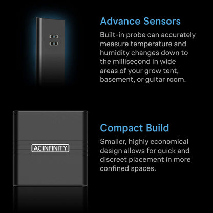 AC Infinity CLOUDCOM A2, Mini Smart Thermo-Hygrometer with Data App, Integrated Sensor Probe - Midwest Grow LLC