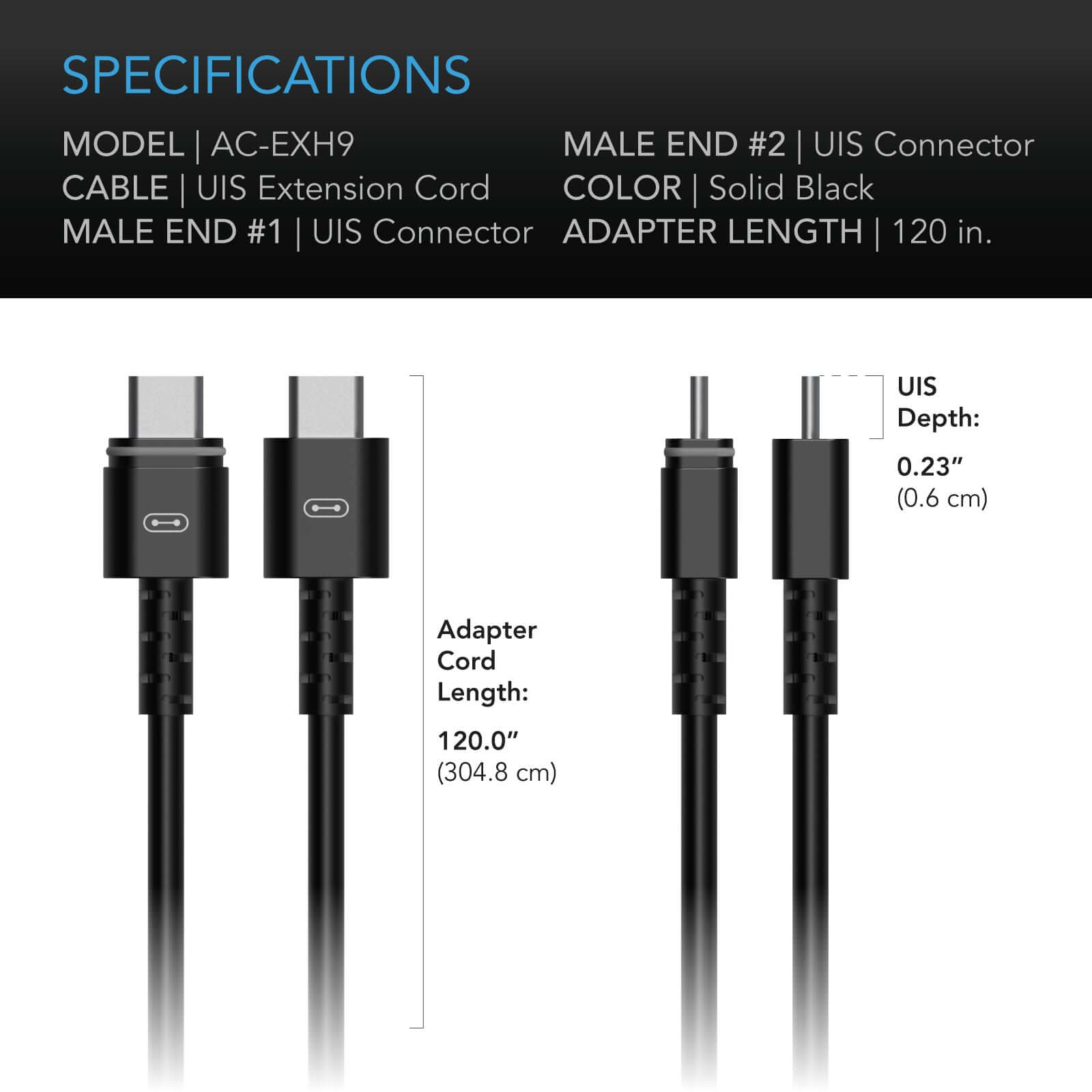 AC Infinity UIS Controller to Device Cable for Controller AI, Controller 69 Pro and Pro+, Male to Male, 10 ft. - Midwest Grow LLC