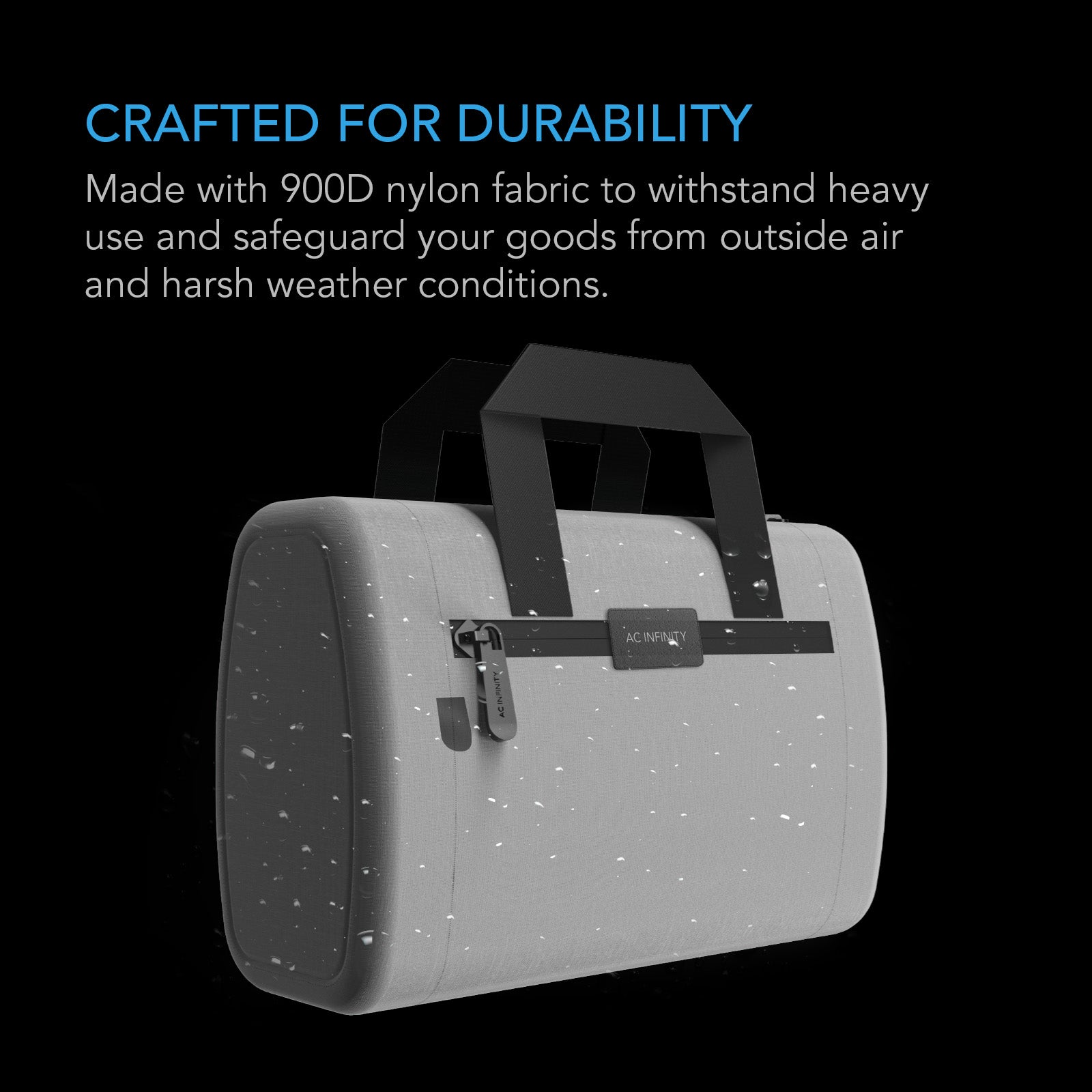 AC Infinity Smell Proof Handbag, Gray, with 900D Nylon Fabric and Carbon Filter Lining - Midwest Grow LLC