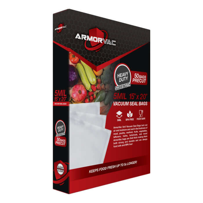 ArmorVac 15"x20" 5mil Precut Vacuum Seal Bags All Clear (50 Pack) - Midwest Grow LLC