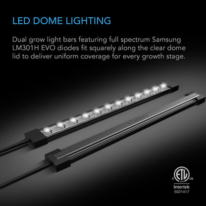 AC Infinity Humidity Dome, Germination Kit with LED Grow Light Bars, 6x12 Cell Tray