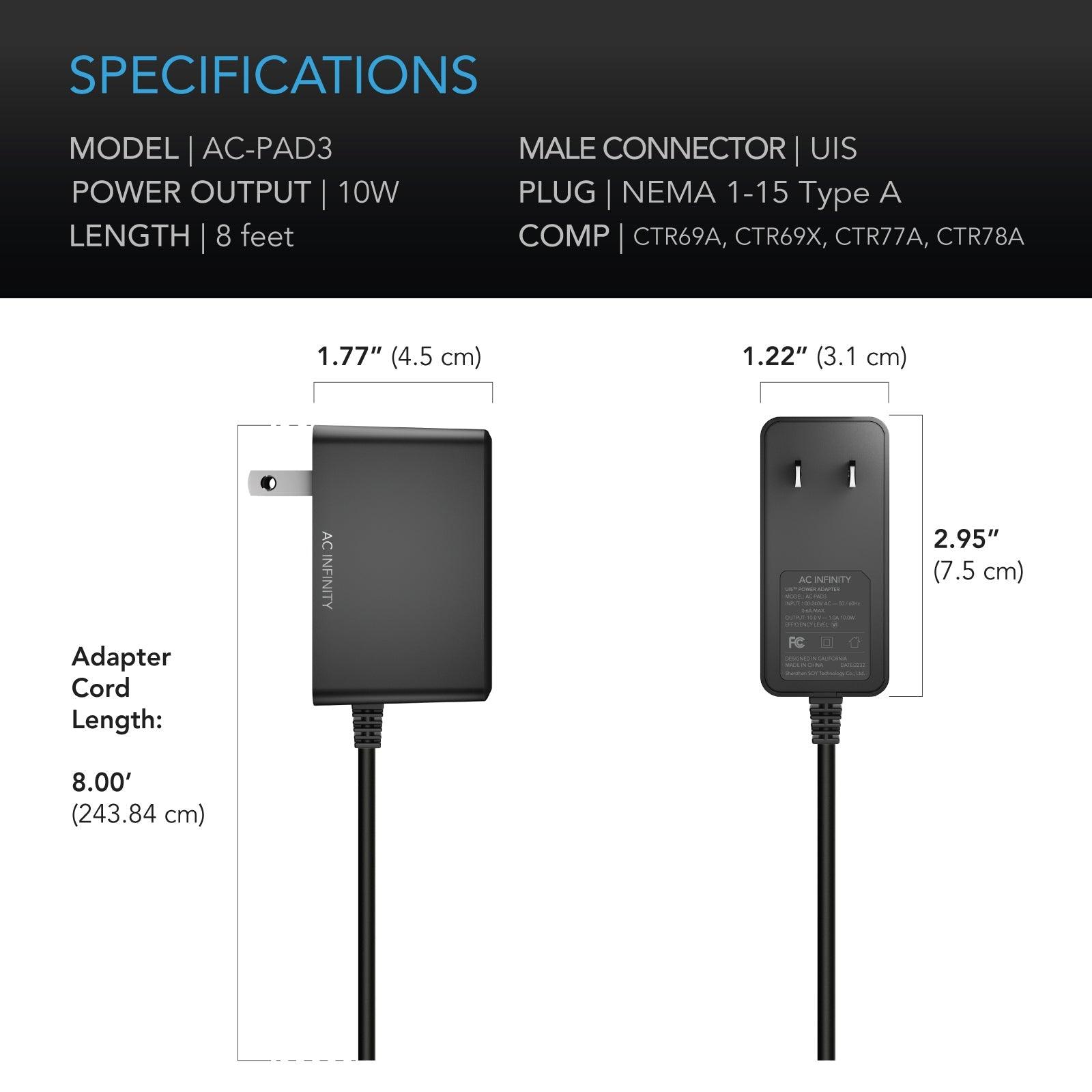 AC Infinity UIS Power Adapter for Controllers not powered by UIS devices - Midwest Grow LLC