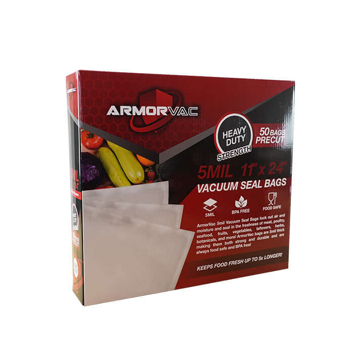 ArmorVac 11"x24" 5mil Precut Vacuum Seal Bags All Clear (50 Pack) - Midwest Grow LLC
