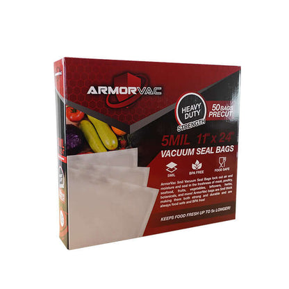 ArmorVac 11"x24" 5mil Precut Vacuum Seal Bags All Clear (50 Pack) - Midwest Grow LLC