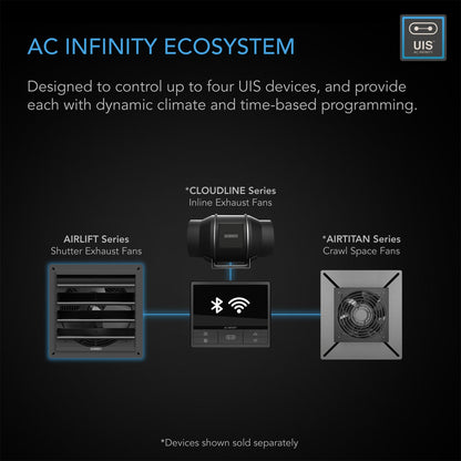 AC Infinity AIRLIFT T16, Shutter Exhaust Ventilation Fan 16", Temperature Humidity Controller - Midwest Grow LLC