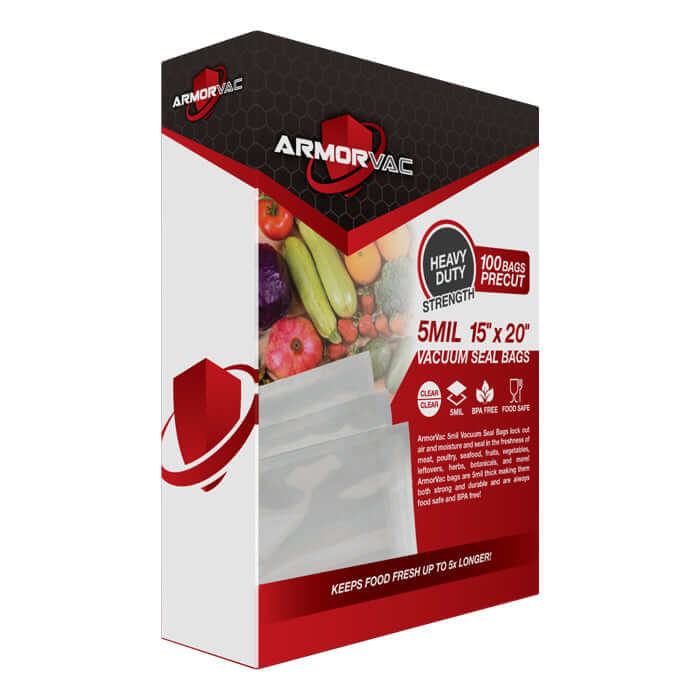 ArmorVac 15"x20" 5mil Precut Vacuum Seal Bags All Clear (100 Pack) - Midwest Grow LLC